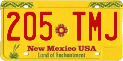 NM license plate 205TMJ