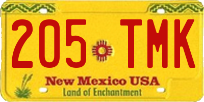 NM license plate 205TMK
