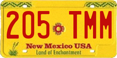NM license plate 205TMM