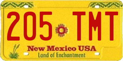 NM license plate 205TMT