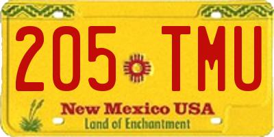 NM license plate 205TMU