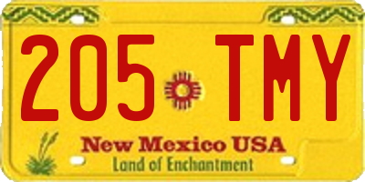 NM license plate 205TMY