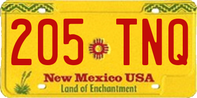 NM license plate 205TNQ