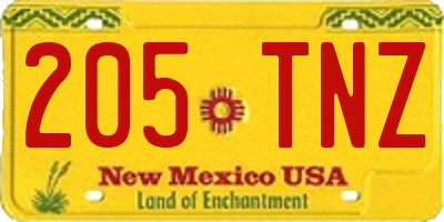 NM license plate 205TNZ