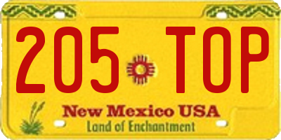 NM license plate 205TOP