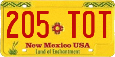 NM license plate 205TOT