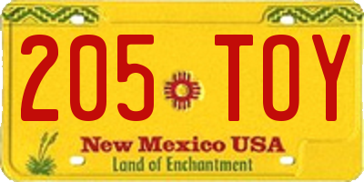 NM license plate 205TOY