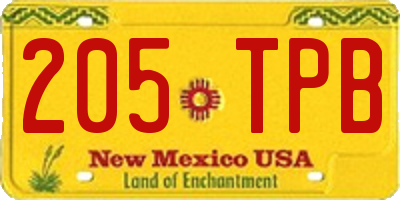 NM license plate 205TPB