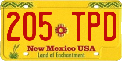 NM license plate 205TPD