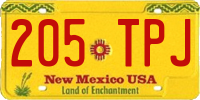 NM license plate 205TPJ