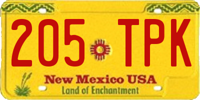 NM license plate 205TPK