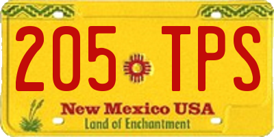 NM license plate 205TPS