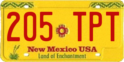 NM license plate 205TPT