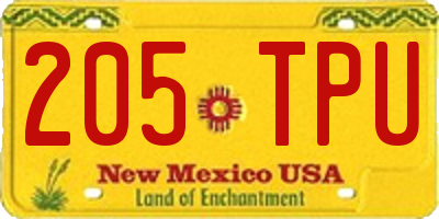 NM license plate 205TPU