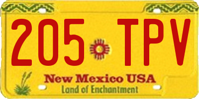NM license plate 205TPV
