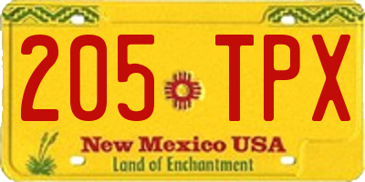 NM license plate 205TPX