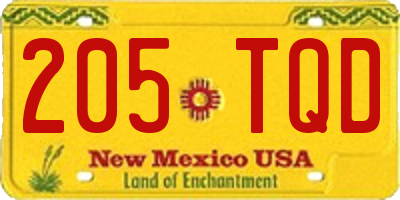 NM license plate 205TQD