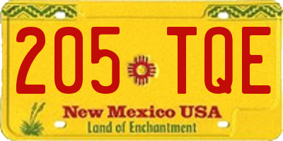 NM license plate 205TQE