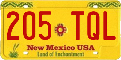 NM license plate 205TQL
