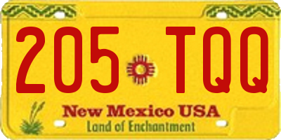 NM license plate 205TQQ