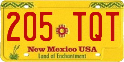 NM license plate 205TQT