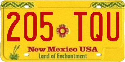 NM license plate 205TQU
