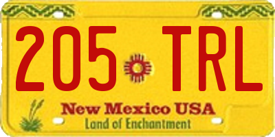 NM license plate 205TRL
