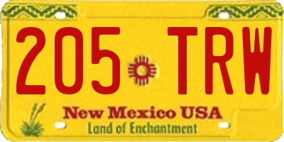 NM license plate 205TRW