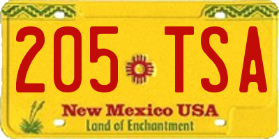 NM license plate 205TSA