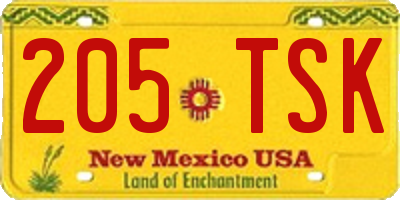 NM license plate 205TSK