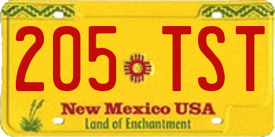 NM license plate 205TST