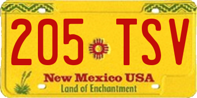 NM license plate 205TSV