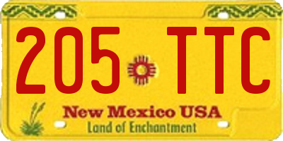 NM license plate 205TTC