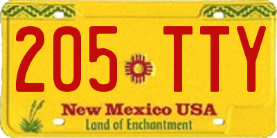NM license plate 205TTY