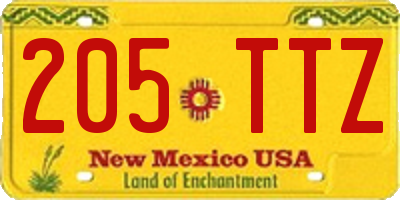 NM license plate 205TTZ