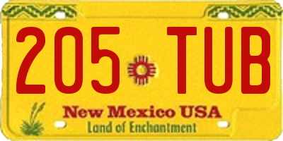 NM license plate 205TUB
