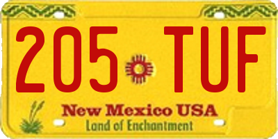 NM license plate 205TUF