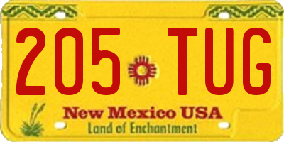 NM license plate 205TUG