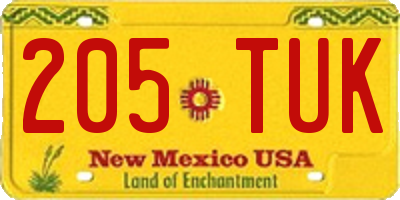 NM license plate 205TUK