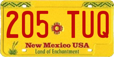 NM license plate 205TUQ