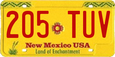 NM license plate 205TUV
