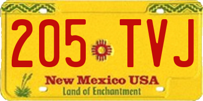 NM license plate 205TVJ