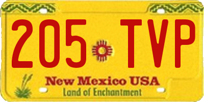 NM license plate 205TVP