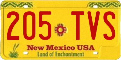 NM license plate 205TVS