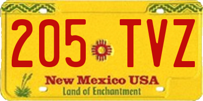 NM license plate 205TVZ