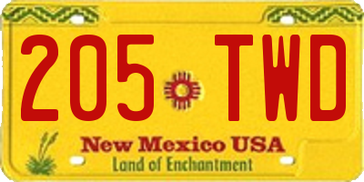 NM license plate 205TWD