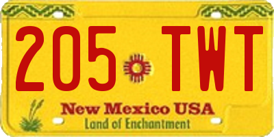 NM license plate 205TWT