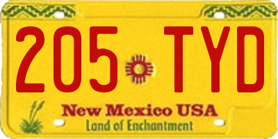 NM license plate 205TYD