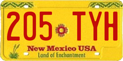 NM license plate 205TYH