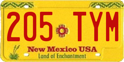 NM license plate 205TYM